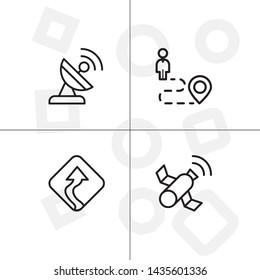 Gps navigation lineal icon set transparent background.