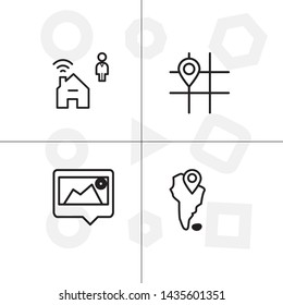 Gps navigation lineal icon set transparent background.