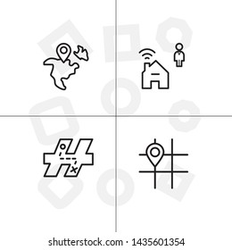 Gps navigation lineal icon set transparent background.