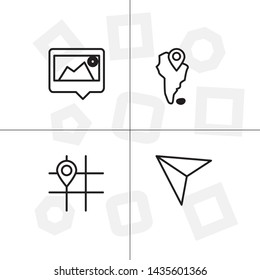 Gps navigation lineal icon set transparent background.