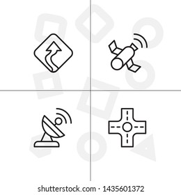 Gps navigation lineal icon set transparent background.