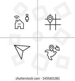 Gps navigation lineal icon set transparent background.