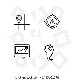 Gps navigation lineal icon set transparent background.