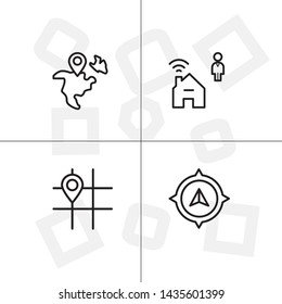 Gps navigation lineal icon set transparent background.