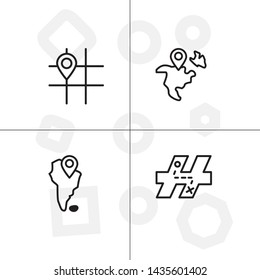 Gps navigation lineal icon set transparent background.