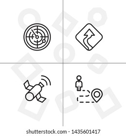 Gps navigation lineal icon set transparent background.
