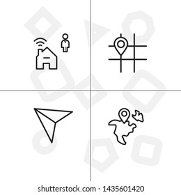 Gps navigation lineal icon set transparent background.