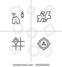 Gps navigation lineal icon set transparent background.