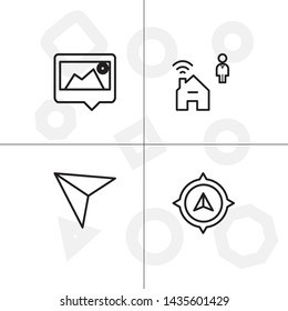 Gps navigation lineal icon set transparent background.
