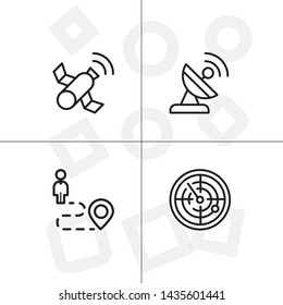 Gps navigation lineal icon set transparent background.