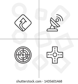 Gps navigation lineal icon set transparent background.