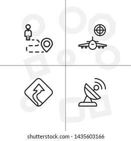 Gps navigation lineal icon set transparent background.