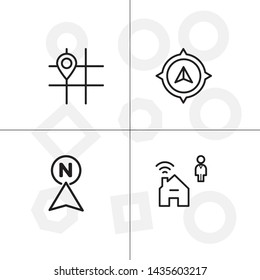 Gps navigation lineal icon set transparent background.
