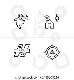 Gps navigation lineal icon set transparent background.