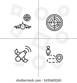 Gps navigation lineal icon set transparent background.