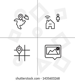 Gps navigation lineal icon set transparent background.