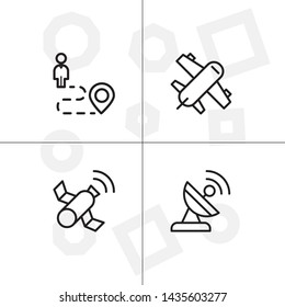 Gps navigation lineal icon set transparent background.