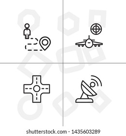 Gps navigation lineal icon set transparent background.