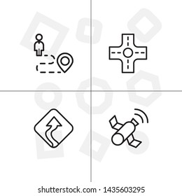 Gps navigation lineal icon set transparent background.