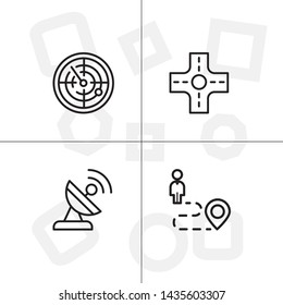 Gps navigation lineal icon set transparent background.