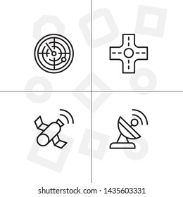 Gps navigation lineal icon set transparent background.