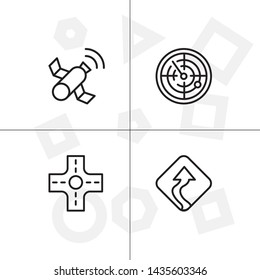 Gps navigation lineal icon set transparent background.