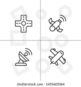 Gps navigation lineal icon set transparent background.