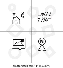 Gps navigation lineal icon set transparent background.