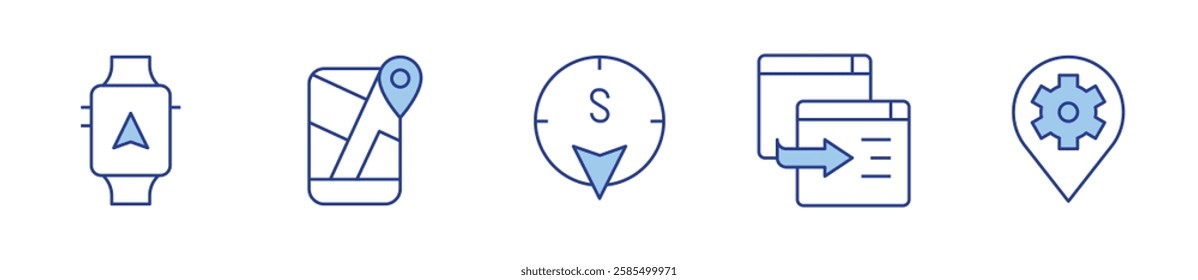 gps, navigation, location. Navigation Icon vector illustration. Line Duotone style. Editable stroke.