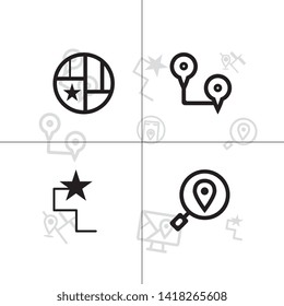Gps navigation and location lineal icon set EPS 10 vector, transparent background.
