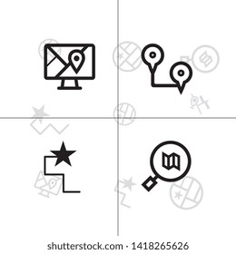 Gps navigation and location lineal icon set EPS 10 vector, transparent background.