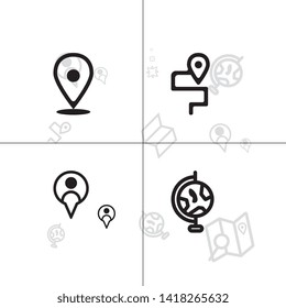 Gps navigation and location lineal icon set EPS 10 vector, transparent background.