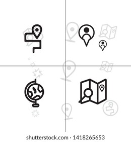 Gps navigation and location lineal icon set EPS 10 vector, transparent background.