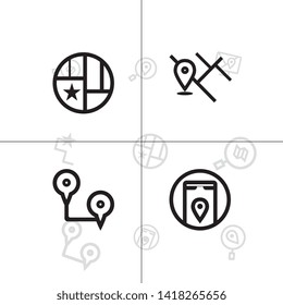 Gps navigation and location lineal icon set EPS 10 vector, transparent background.