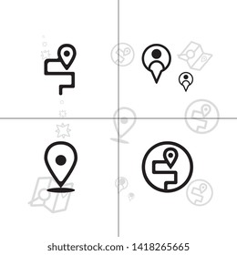 Gps navigation and location lineal icon set EPS 10 vector, transparent background.