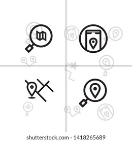 Gps navigation and location lineal icon set EPS 10 vector, transparent background.