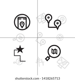 Gps navigation and location lineal icon set EPS 10 vector, transparent background.