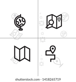 Gps navigation and location lineal icon set EPS 10 vector, transparent background.