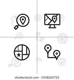 Gps navigation and location lineal icon set EPS 10 vector, transparent background.