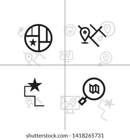 Gps navigation and location lineal icon set EPS 10 vector, transparent background.