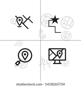 Gps navigation and location lineal icon set EPS 10 vector, transparent background.