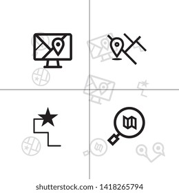 Gps navigation and location lineal icon set EPS 10 vector, transparent background.
