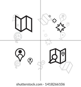 Gps navigation and location lineal icon set EPS 10 vector, transparent background.