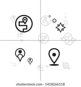 Gps navigation and location lineal icon set EPS 10 vector, transparent background.