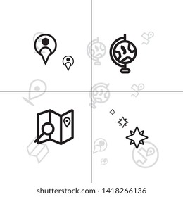 Gps navigation and location lineal icon set EPS 10 vector, transparent background.