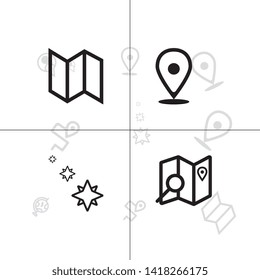 Gps navigation and location lineal icon set EPS 10 vector, transparent background.