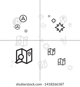 Gps navigation and location lineal icon set EPS 10 vector, transparent background.