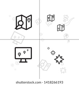 Gps navigation and location lineal icon set EPS 10 vector, transparent background.