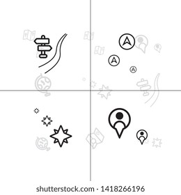 Gps navigation and location lineal icon set EPS 10 vector, transparent background.