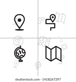 Gps navigation and location lineal icon set EPS 10 vector, transparent background.